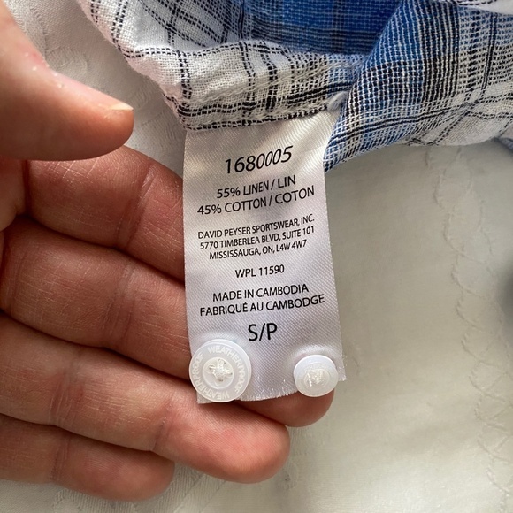 Weatherproof Vintage Washable Linen Men's Blue Plaid SS Button Up Shirt Small - Picture 7 of 11